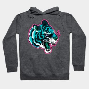 Teal blue tiger Hoodie